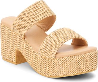 Matisse Footwear Ocean Ave Espadrille Platform Slide Sandal in Chestnut Raffia at Nordstrom, Size 10