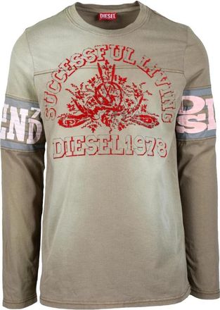Diesel Long Sleeve Top - Heren - Longsleeves - Groen - L - Katoen - Tops