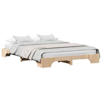 Berkfield Home Modern Bed Frame Natural Pine Wood 160 x 200 cm Durable Bed Frame in Beige