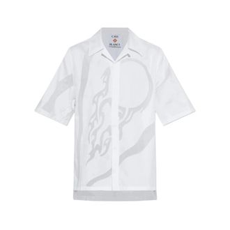 Casablanca Short Sleeve Shirts, male, White, Size: XL Art Of The Serve Fil Coupe Short Sleeve Shirt