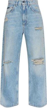 Dolce & Gabbana Jeans met vintage-effect - Dames - Loose Fit Jeans - Blauw - S - Katoen - Jeans