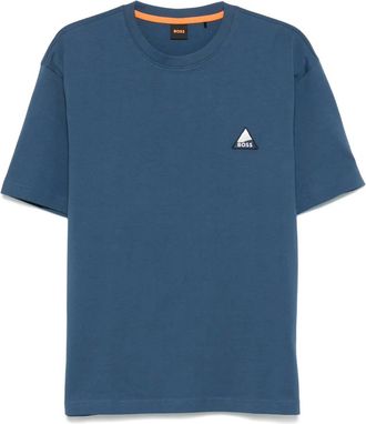 BOSS logo-patch T-shirt - men - Cotton - S - Blue