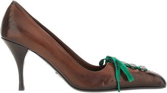 Prada Old-effect leather laced pumps Woman 36+