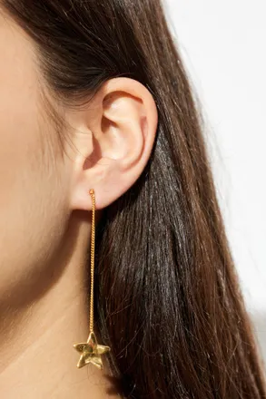 Jil Sander Long Earrings, Womens, Gold