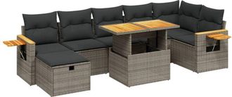 vidaXL Vidaxl - Set De Sof&aacute;s De Jard&iacute;n 8 Pzas Y Cojines Rat&aacute;n Sint&eacute;tico Gris