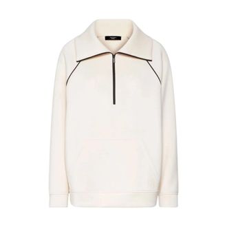 Max Mara Scuba Jersey Half-Zip Sweatshirt - Dames - Sweatshirts - Wit - XS - Hoodies & sweatvesten