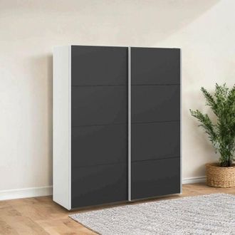 Dmora Armario 2 Puertas Emeraude, Muebles De Dormitorio, Vestidor, Armario De Ropa, 182x61 H220 Cm, Blanco Y Negro - Dmora