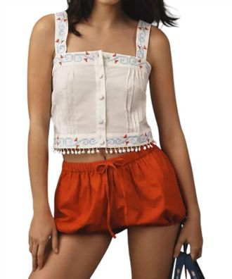 Hunter Bell Emery Embroidered Top In Blue Motif