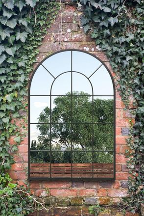 MirrorOutlet Black Framed Arched Window Leaner/Wall Mirror 47 X 31 (120x80CM) | Size: 1 Pack