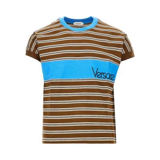 Versace Cotton T-shirt with logo embroidery Man S