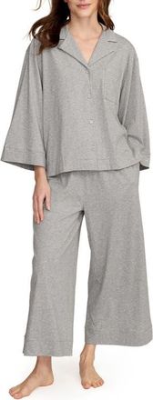 Petite Plume Olivia Wide Leg Pima Cotton Pajamas in Grey at Nordstrom, Size X-Large