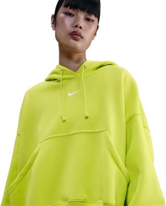 Nike Womens PHNX Fleece OS Pullover Hoodie - Cyber/Sail Size L