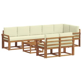 vidaXL Conjunto De Sof&aacute;s De Exterior Con Coj&iacute;n 9 Pcs Natural Y Crema Vidaxl