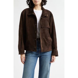 Nili Lotan Cirque Suede Jacket in Chocolate Brown at Nordstrom, Size X-Large