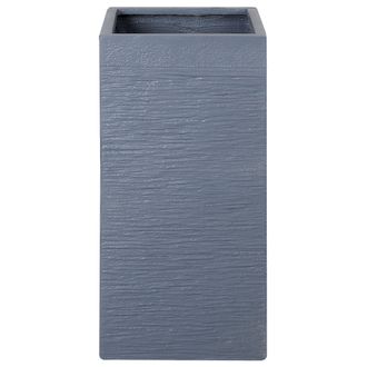 Beliani Maceta Grande Y Alta De Arcilla Para Jard&iacute;n Decoraci&oacute;n De Interior Y Exterior 33 X 33 X 70 Cm Gris Oscuro Dion