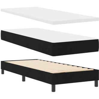 vidaXL Cama Box Spring Con Colch&oacute;n Con Colch&oacute;n Negro 80 X 200 Cm Tela Vidaxl