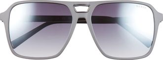 Guess 62mm Navigator Sunglasses in Grey/Other /Smoke Mirror at Nordstrom Rack