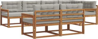 vidaXL Conjunto De Sof&aacute;s De Exterior 8 Uds. Natural Y Gris Claro Vidaxl