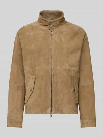 HUGO BOSS Regular Fit Lederjacke aus echtem Ziegenleder Modell LORIDGE in Beige, Gr&ouml;&szlig;e XXL