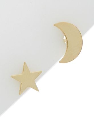 Italian Gold, Inc 14K Italian Gold Moon And Star Mismatched Studs