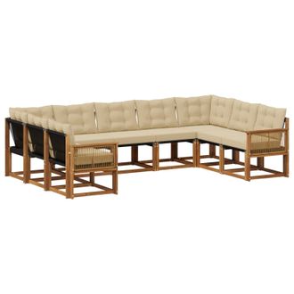 vidaXL Conjunto De Sof&aacute;s De Exterior Con Coj&iacute;n 9 Pcs Natural Y Beige Vidaxl