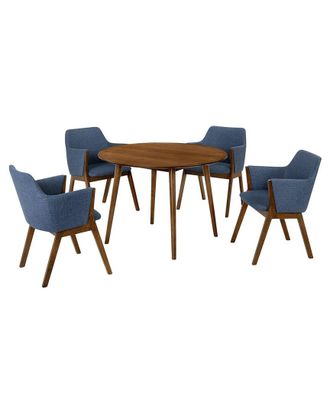 Armen Living Arcadia And Renzo 42In Round Wood 5Pc Dining Set