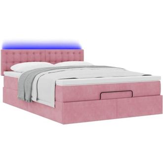 vidaXL Estructura Cama Otomana Colch&oacute;n Terciopelo Rosa 140x200cm Vidaxl