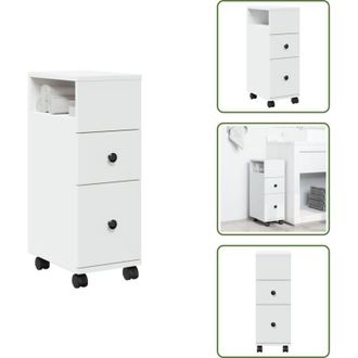 vidaXL Mobile da bagno in truciolato - vidaXL Mobile da Bagno Stretto con Ruote Bianco in Truciolato - Mobile da bagno bianco
