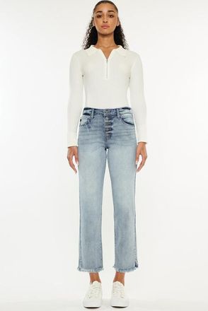 Kancan Morgana Essentials High-Rise Straight-Fit Jeans in Light Wash at Nordstrom, Size 30