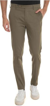 Berwich Effen Morello chino broek met kleermakerssplit - Heren - Chinos - Groen - 3XL - Leer - Broeken