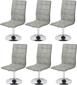 Hhg Hhg - Nunca Usado] Lote De 6 Sillas De Comedor 105, Silla De Cocina, Giratoria Regulable En Altura, Tela/textil Mvg, Vintage Gris Hormig&oacute;n