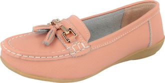 Jo & Joe Ladies Leather Loafer Shoes Plimsole Pumps Womens Flat Shoes Blush Size UK 4 EU 37