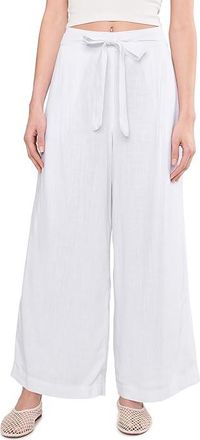 Vince Camuto Wide Leg Tie Waist Pants Womens Clothing Ultra White : XS, Linen/Rayon