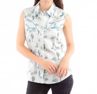 Scully Sleeveless Western Blouse In Desert Cactus