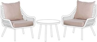 Beliani Beliani - Conjunto De Fundas De Coj&iacute;n Para Exterior Cojines De Asiento Y Respaldo Beige Laureto