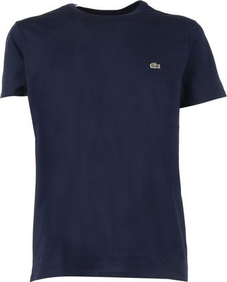 Lacoste Pima Katoen T-shirt met Ronde Hals - Heren - T-shirts - Blauw - L - Katoen - Tops
