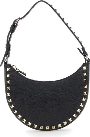 Valentino Garavani Black Rockstud Mini Hobo Bag