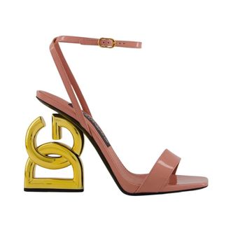 Dolce & Gabbana Pink Patent Leather Sculptural Heel Sandals
