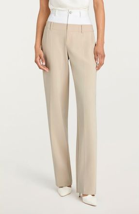 Cinq &agrave; Sept Dionne Mixed Media Pants in Khaki/White at Nordstrom, Size 10