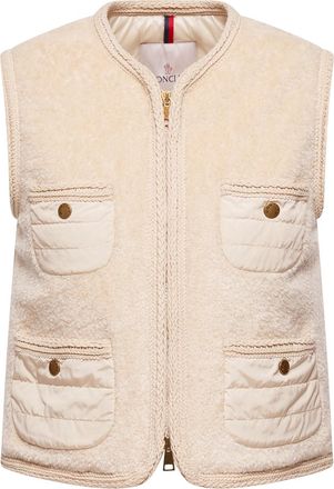 Moncler Mimosas Braided Trim Teddy Down Vest White Size 1