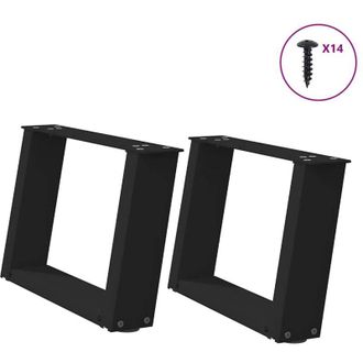 vidaXL Vidaxl - Patas Para Mesa De Centro En Forma De U (2 Unidades), Color Negro, 50 X (30-31) Cm, Acero