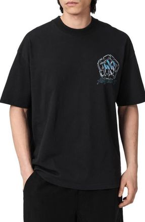 AllSaints Affix Graphic Cotton T-Shirt in Washed Black at Nordstrom, Size Xx-Large