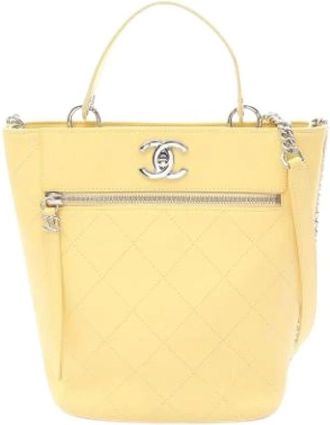 Chanel Pre-owned Vintage Handtas - Dames - Vintage Handtas - Geel - ONE Size - Leer - Vintage
