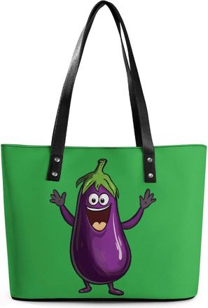 Generic Funny Eggplant Tote Bags for Women Cute Shoulder Purses Handbags