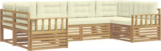 vidaXL Conjunto De Sof&aacute;s De Exterior 6 Uds. Blanco Y Crema Vidaxl