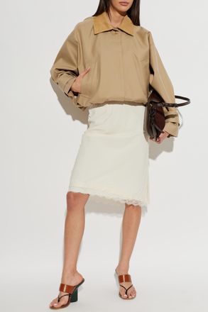 R&oacute;he Jacket With A Suede Collar, Womens, Beige