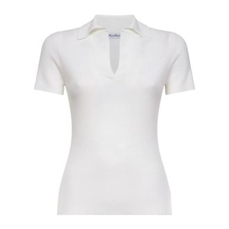 Max Mara V-neck Knitwear, female, White, Size: XL Albero Polo Shirt