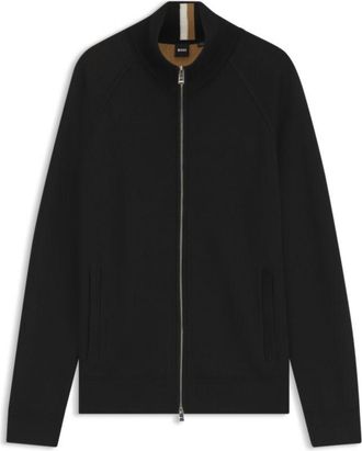 BOSS Virgin-wool cardigan with zip front