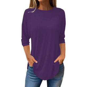 Generic Womens T-Shirt, Shirt, Womens 3/4 Sleeve Tops, Large Sizes, Long Tunic, Plain Long Blouse, Long Jumper, T-Shirt, Casual, Loose, Elegant Pullover, Blou