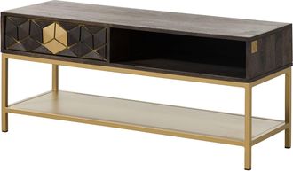 Massivmoebel24 Tavolino Da Salotto In Legno Di Mango 110x40x50 Grigio Scuro Oliato Diamond 100